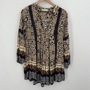 Altar'd State Boho Paisley Print Peasant Blouse Tunic Mini Dress Womens M